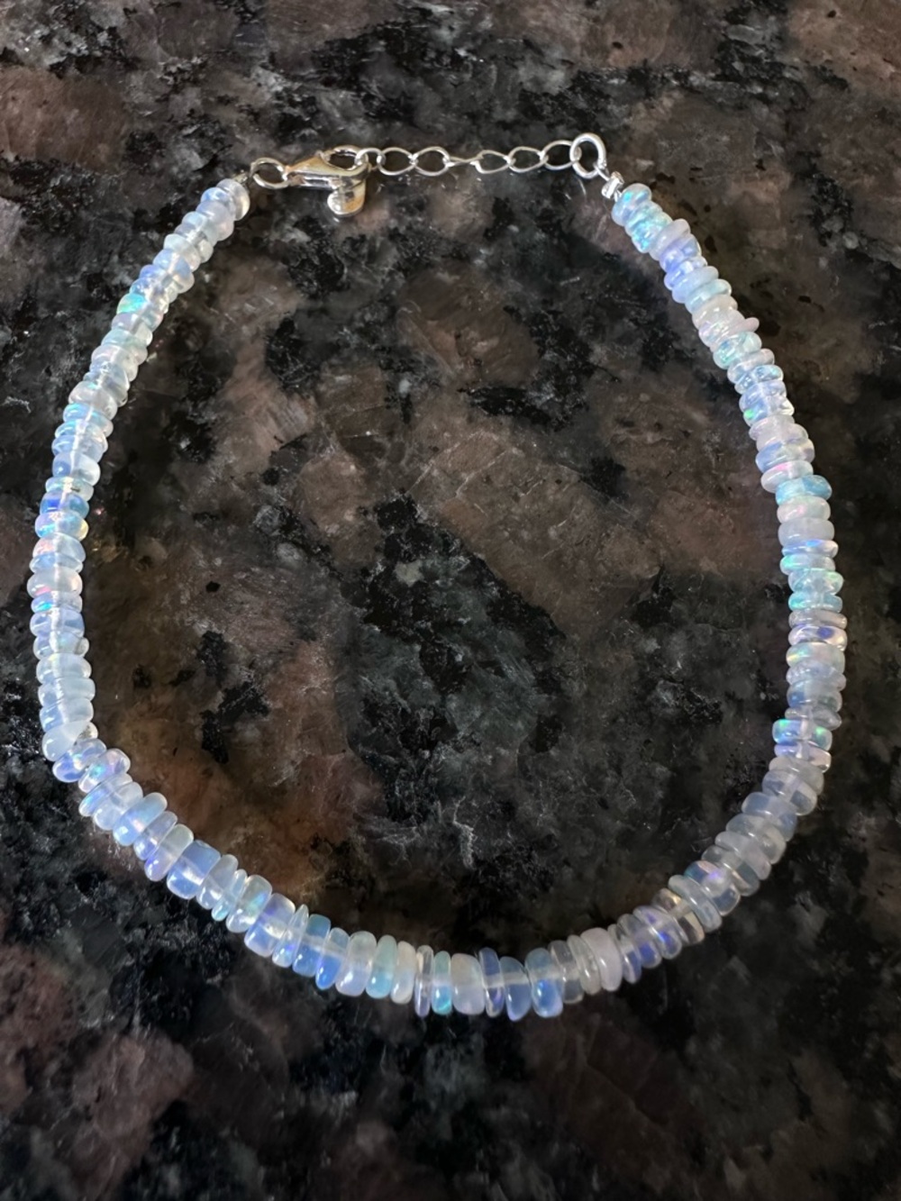 Genuine Ethiopian Opal Multi Fire Rondelle Bracelet S925 Sterling Silver 4mm NEW - Picture 15 of 17